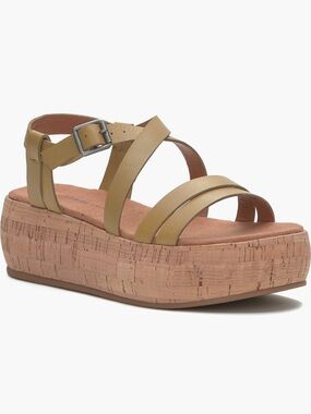 Lucky Brand Jacobean Platform Sandal 9.5M Fennel Seed NWOT